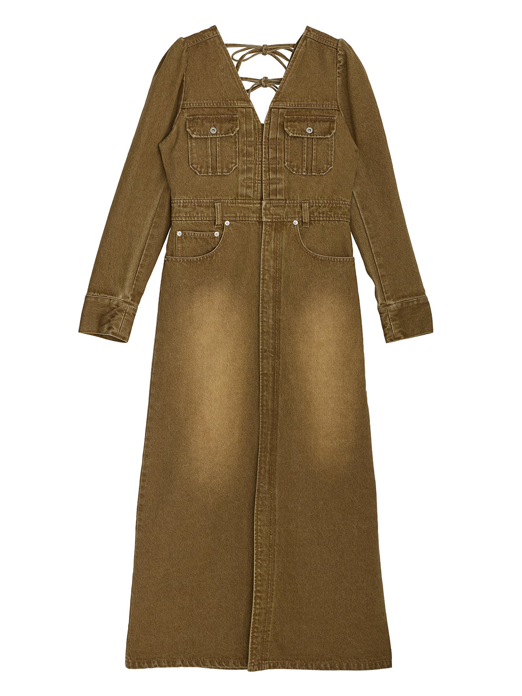 ADORABLE BACK RIBBON DENIM DRESS