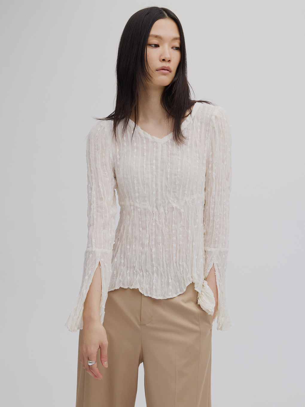 TULLE FRINGE WASHER BLOUSE