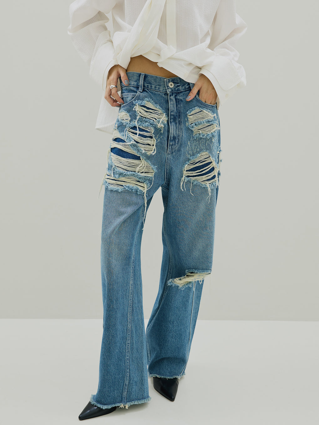 UND HARD DAMAGE LOOSE DENIM