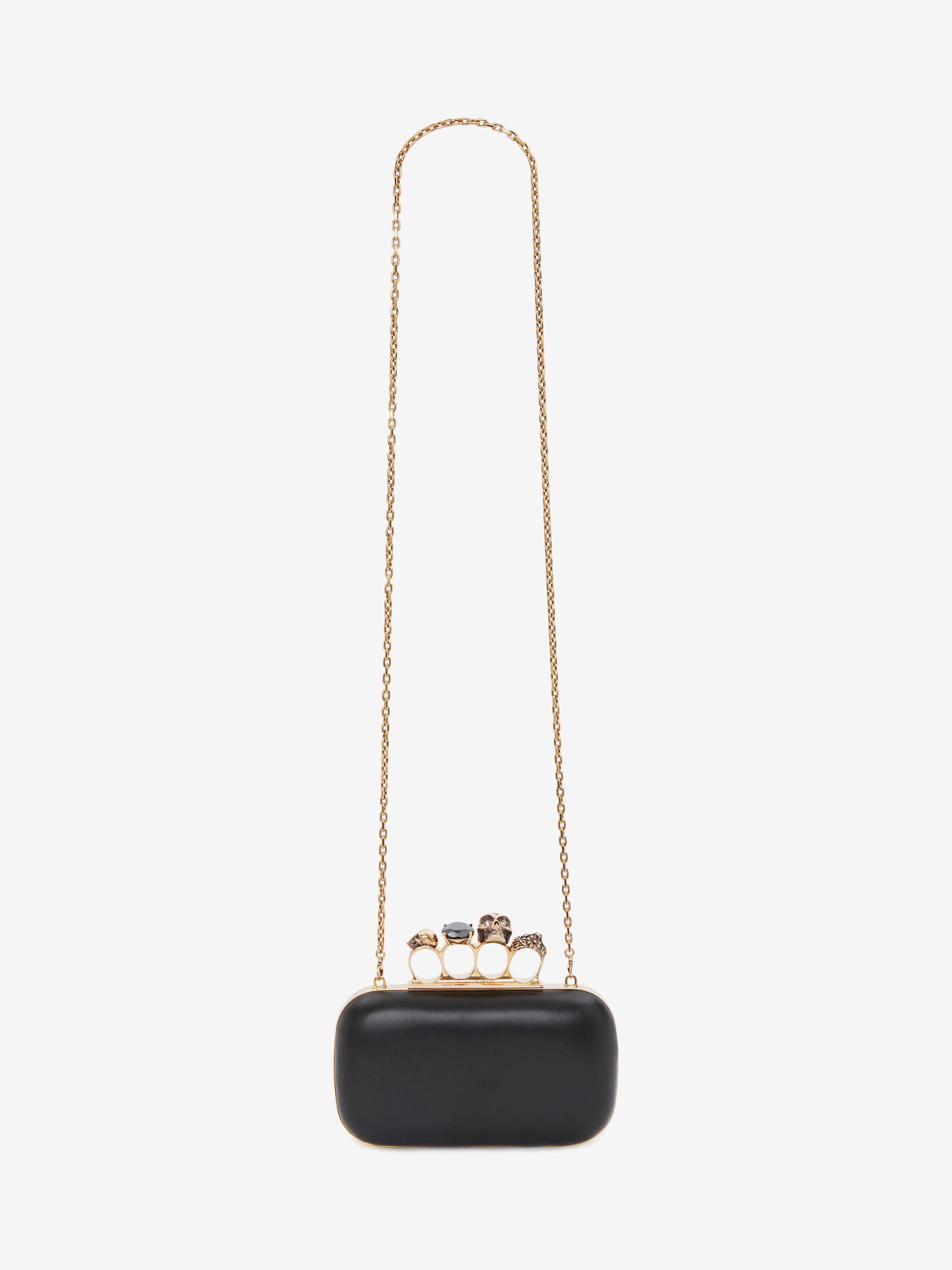 Women's Knuckle Clutch With Chain in Black | McQueen US