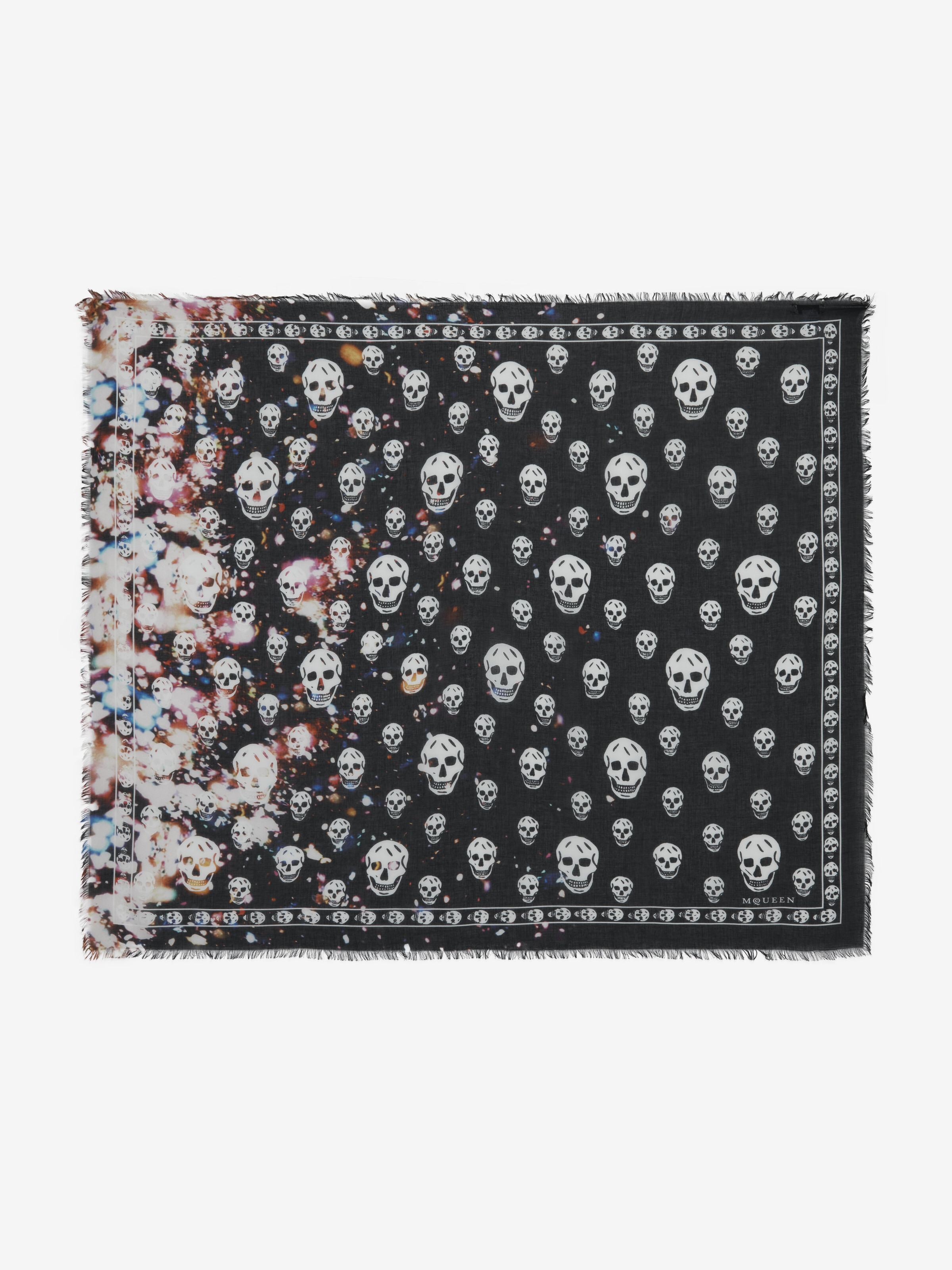 Men's Confetti Skull Scarf in Black/Multicolour | McQueen NL