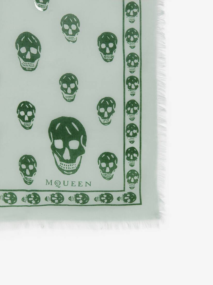 Men's Classic Skull Foulard in Dark Green | McQueen US