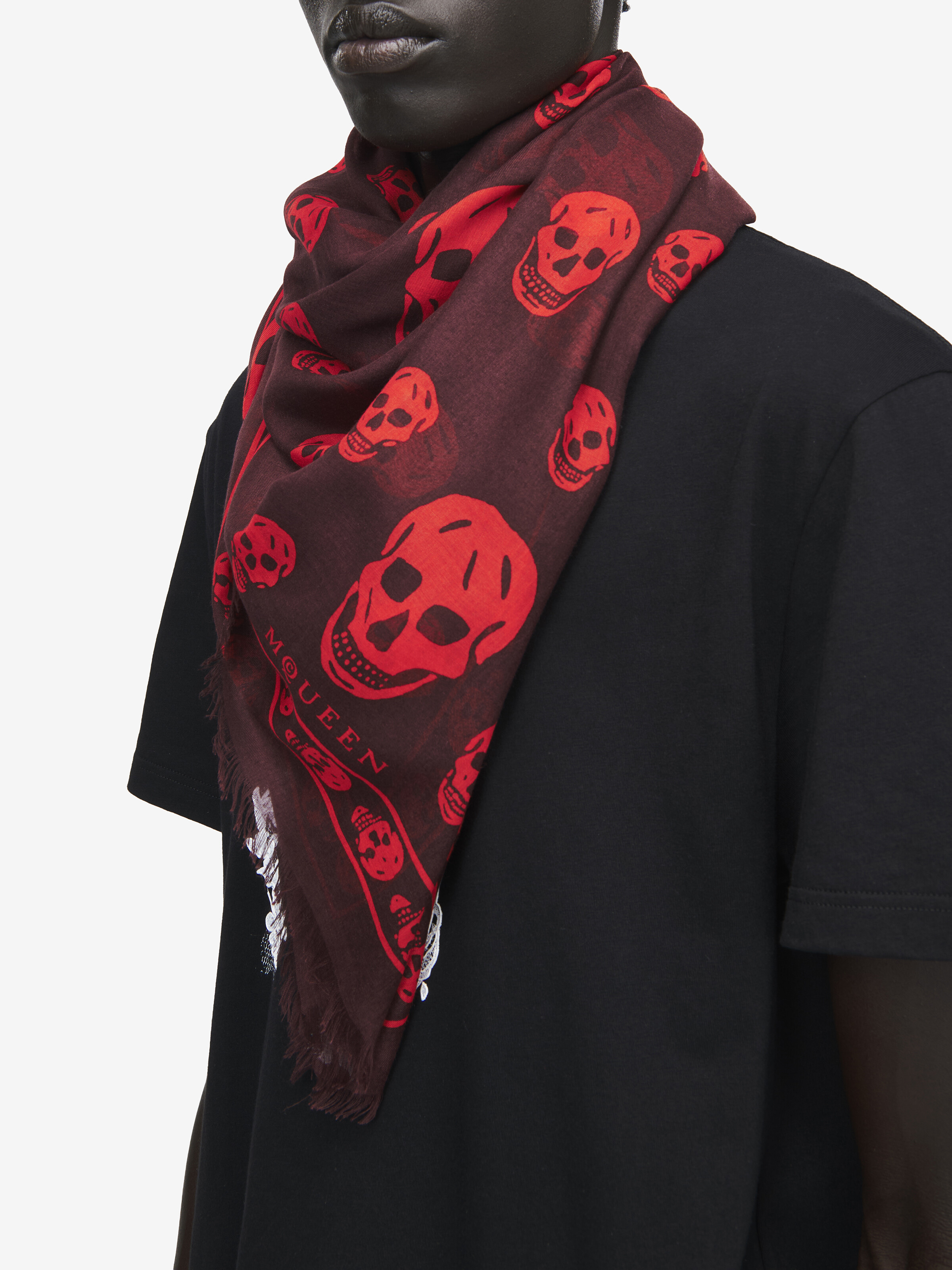 Classic Skull Scarf in Deep Red | McQueen CA
