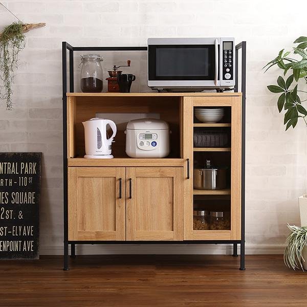 kag-37942 食器棚 レンジ台 炊飯器置き キッチン 収納 棚 ラック 大