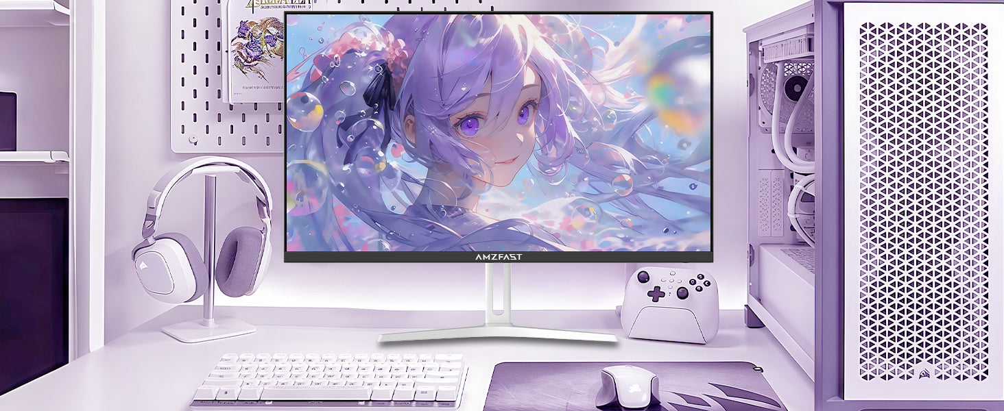 AMZFast 白 ゲーミングモニター 24インチ 200Hz Fast IPS HDR PS5対応