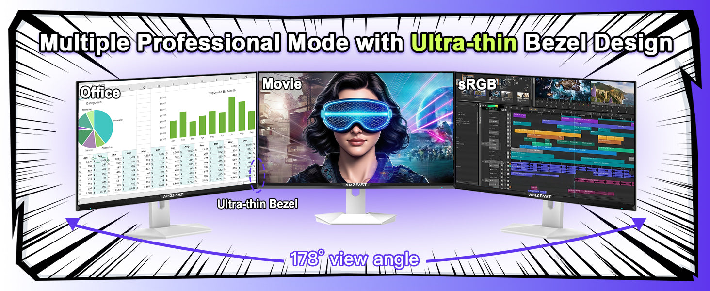 AMZFast 白 ゲーミングモニター 24.5インチ 320Hz Fast IPS 1ms(MPRT