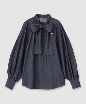 セットアップ対応商品】ライトデニムライクボウブラウス|ANAYI
