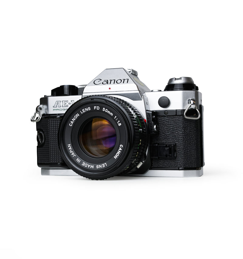 Canon AE-1 Program 35mm SLR Film Camera with 50mm f1.8 & 28mm f2.8