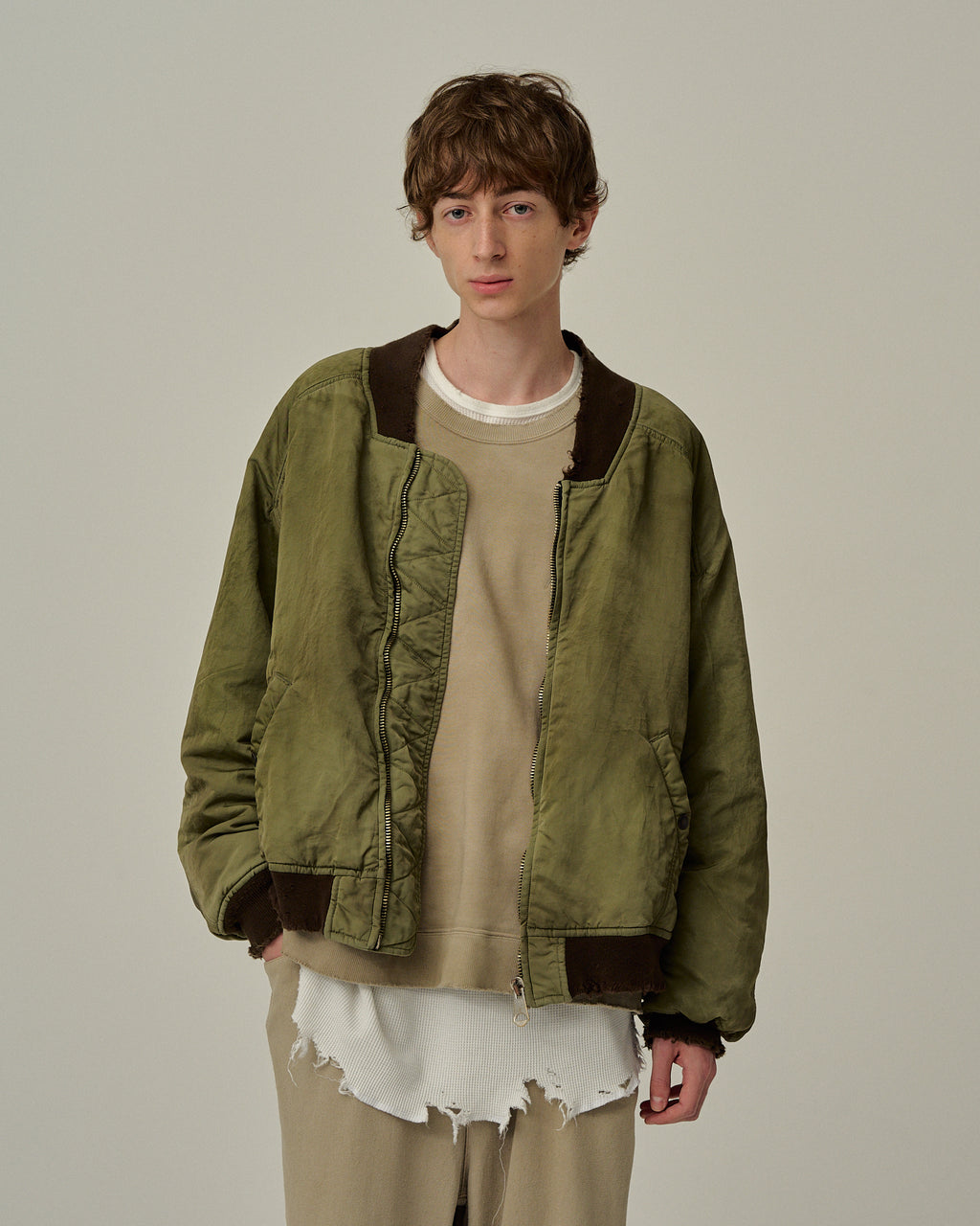 FADED BOMBER JACKET(KHAKI) – ANCELLM