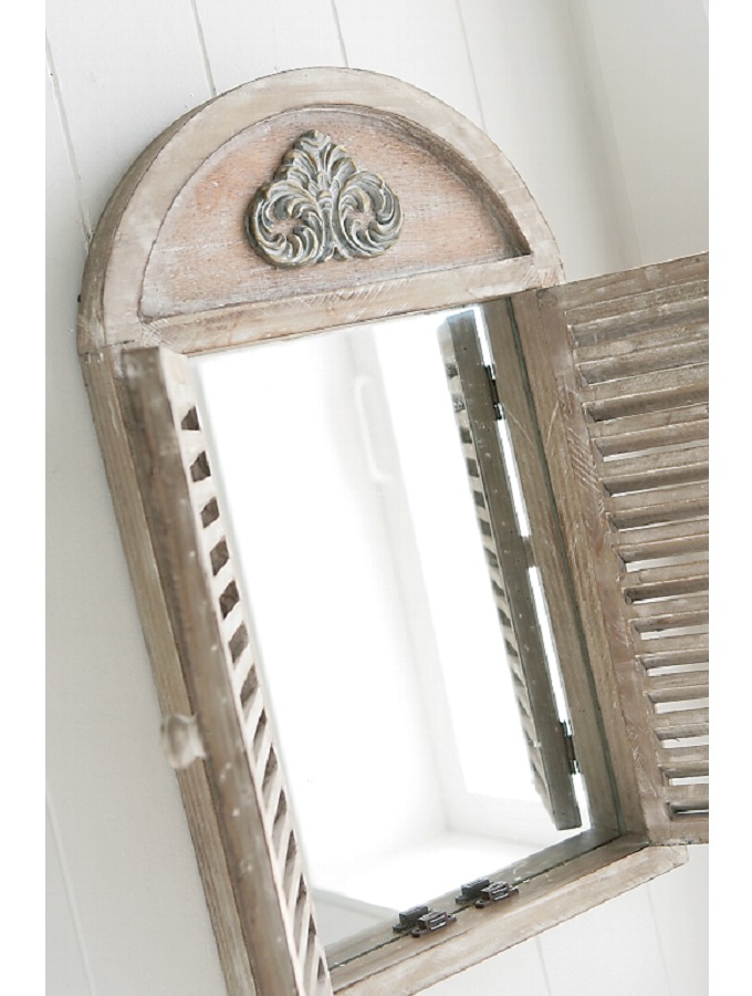 ゴルド・ルーバーミラー アンティーク調 おしゃれ シャビー 鏡 壁掛け