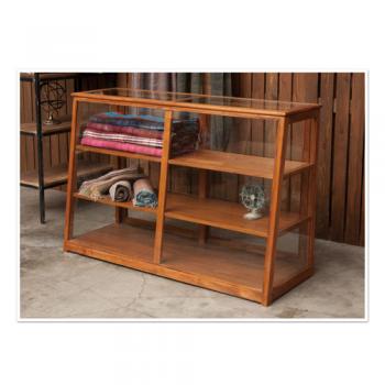 ショーケース 棚 ガラスケース 収納 ナチュラル 天然木 木製 茶