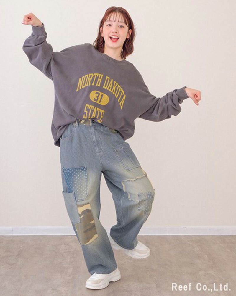 デニム×迷彩柄パッチワークパンツ | &Vogue STORE