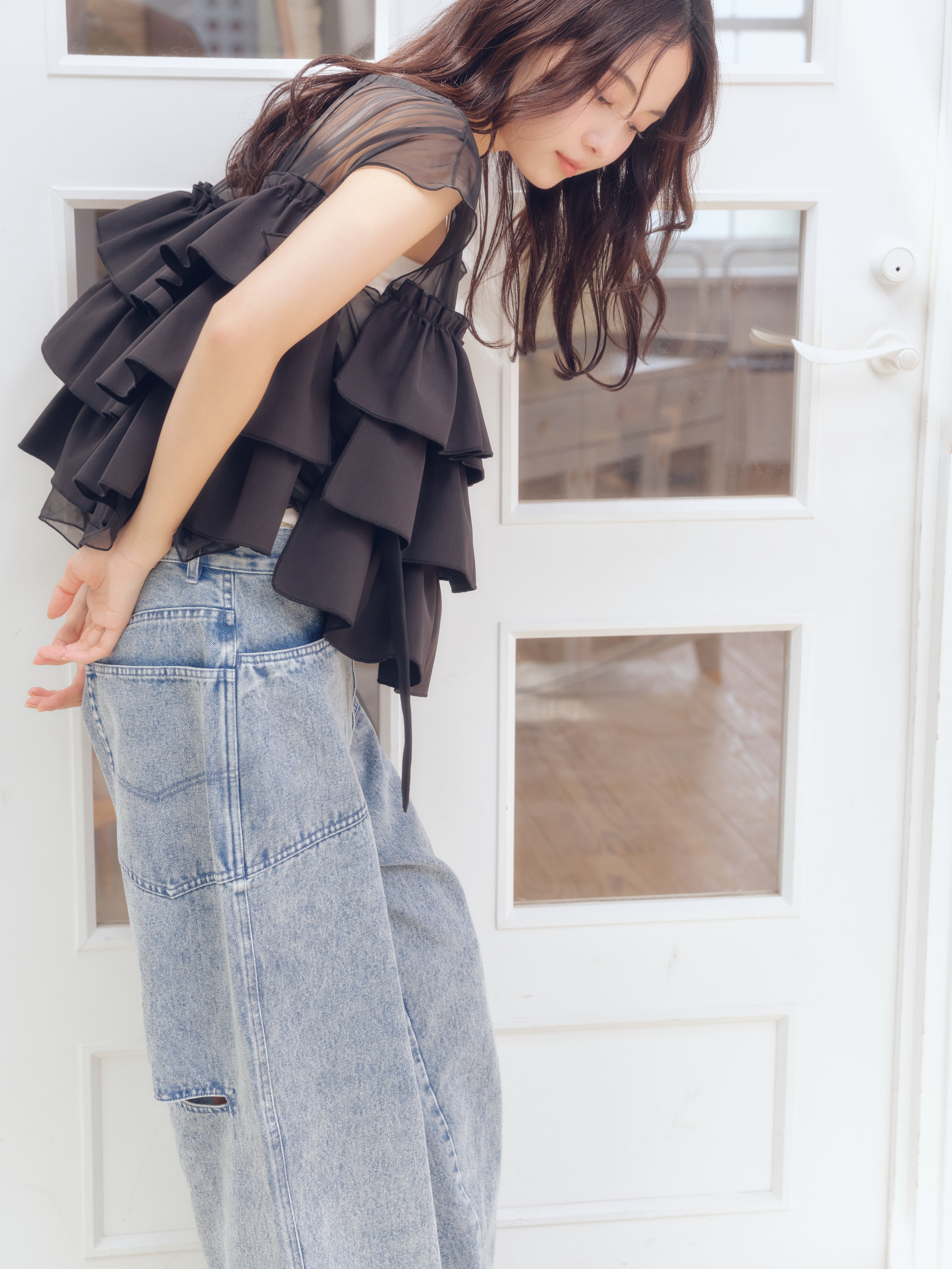 piping bulky frill blouse – andequal