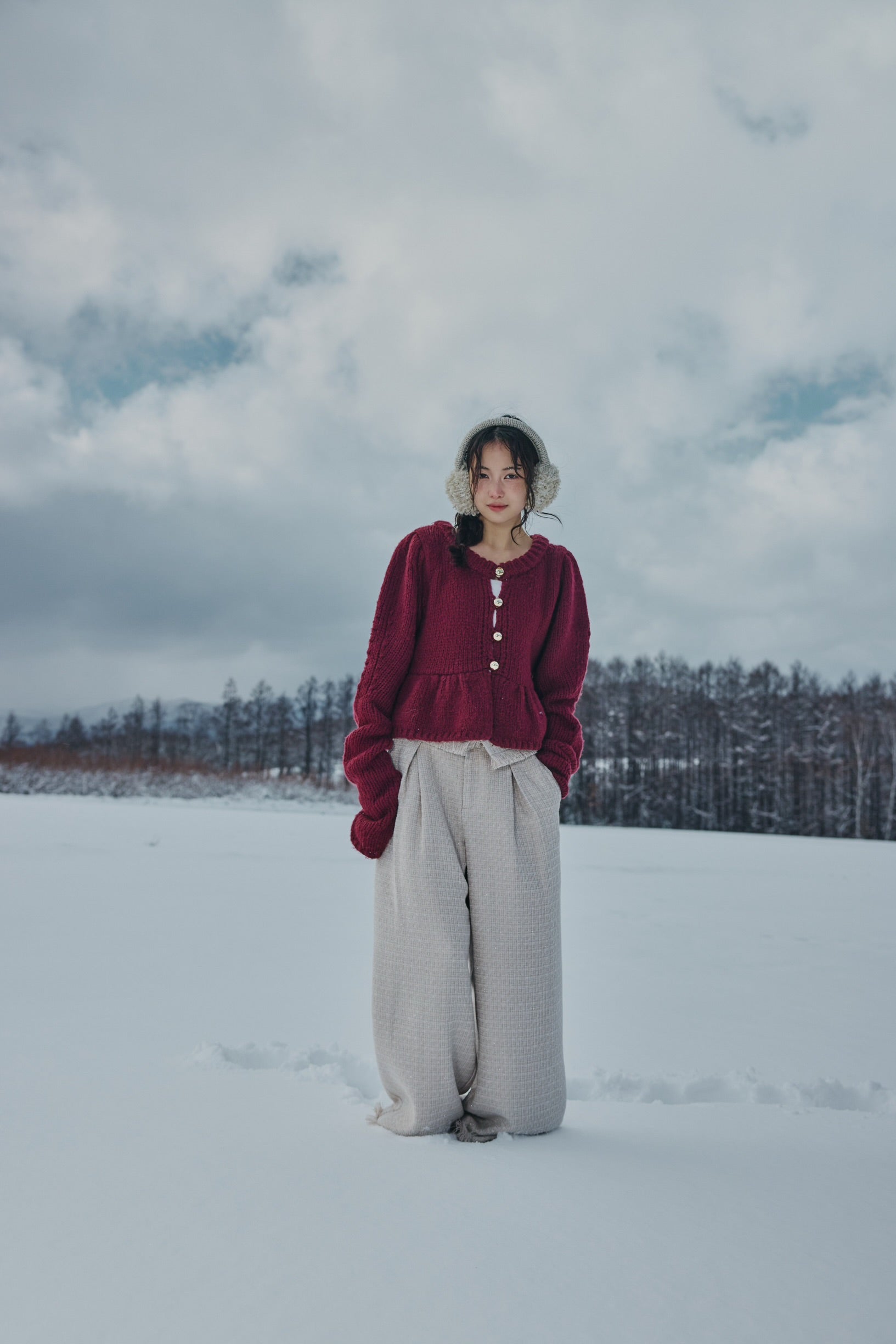 gold button puff sleeve knit – andequal