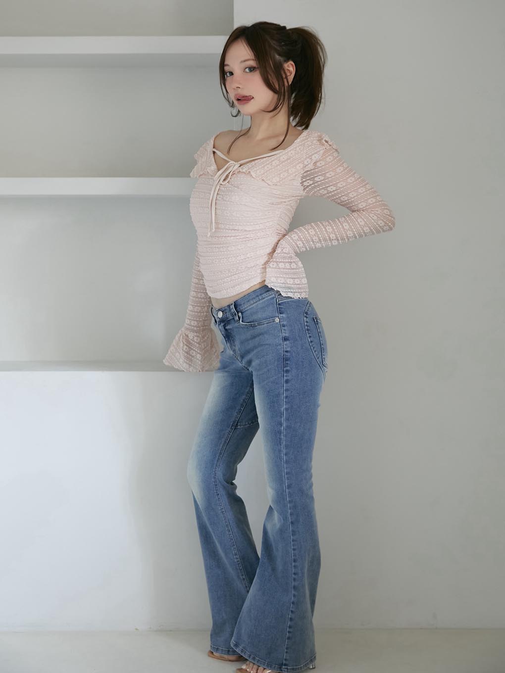 ANDMARY】Heart hip flare denim