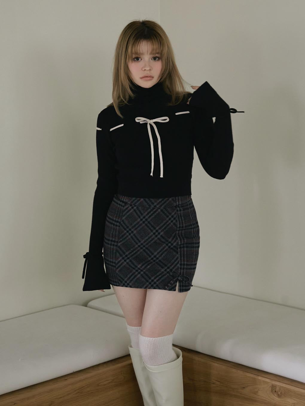 ANDMARY】Monica check mini skirt