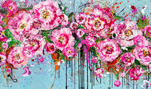 チェリーポップ - 大きな絵画 (二連祭壇画) – Angie Wright Art