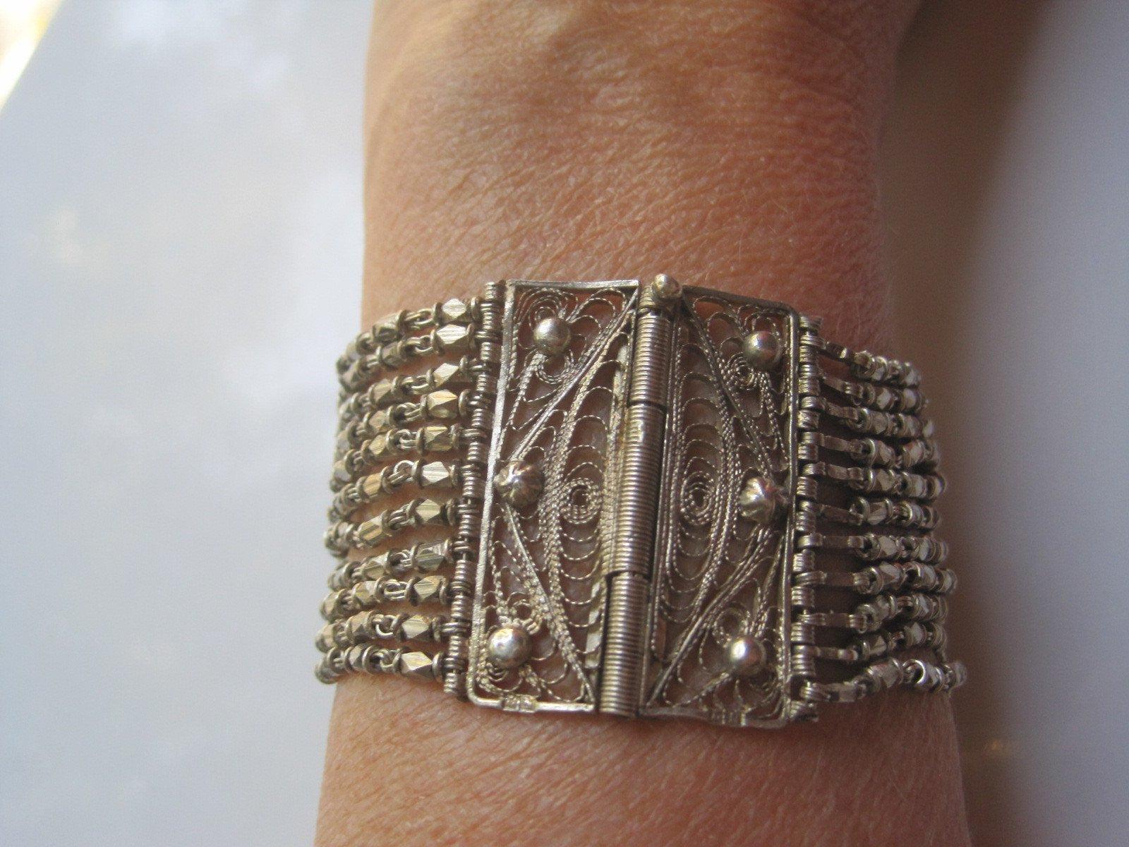 Vintage Egyptian Bracelet 800 Silver and Lapis in the Art Deco