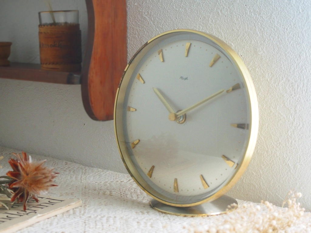 ミッドセンチュリー レトロ ドイツ KIENZLE 真鍮製の置き時計