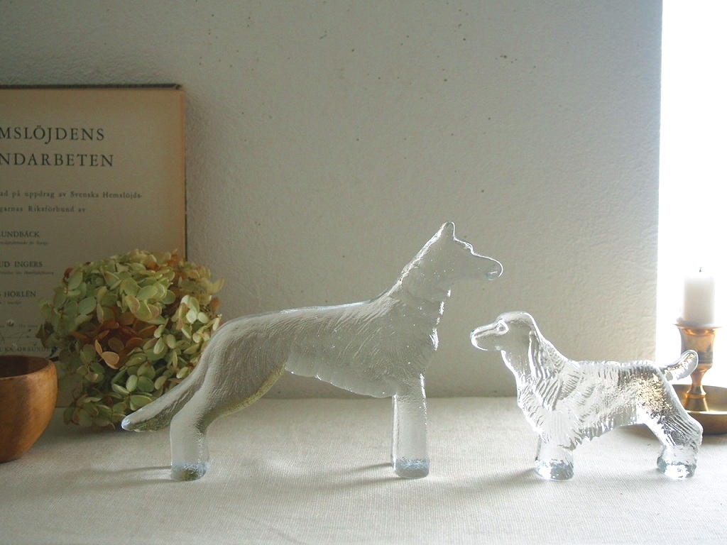 北欧ヴィンテージガラス KOSTA BODA Bertil Vallien クリスタルの犬の