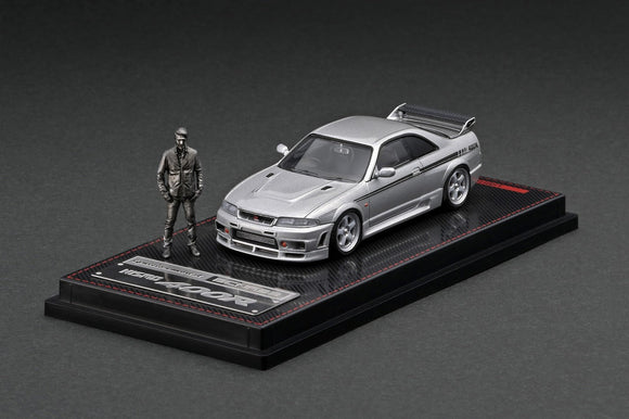 1:64 Nissan R33 GT-R 400R Silver -- w/Mr. Matsuda Figurine -- Ignition