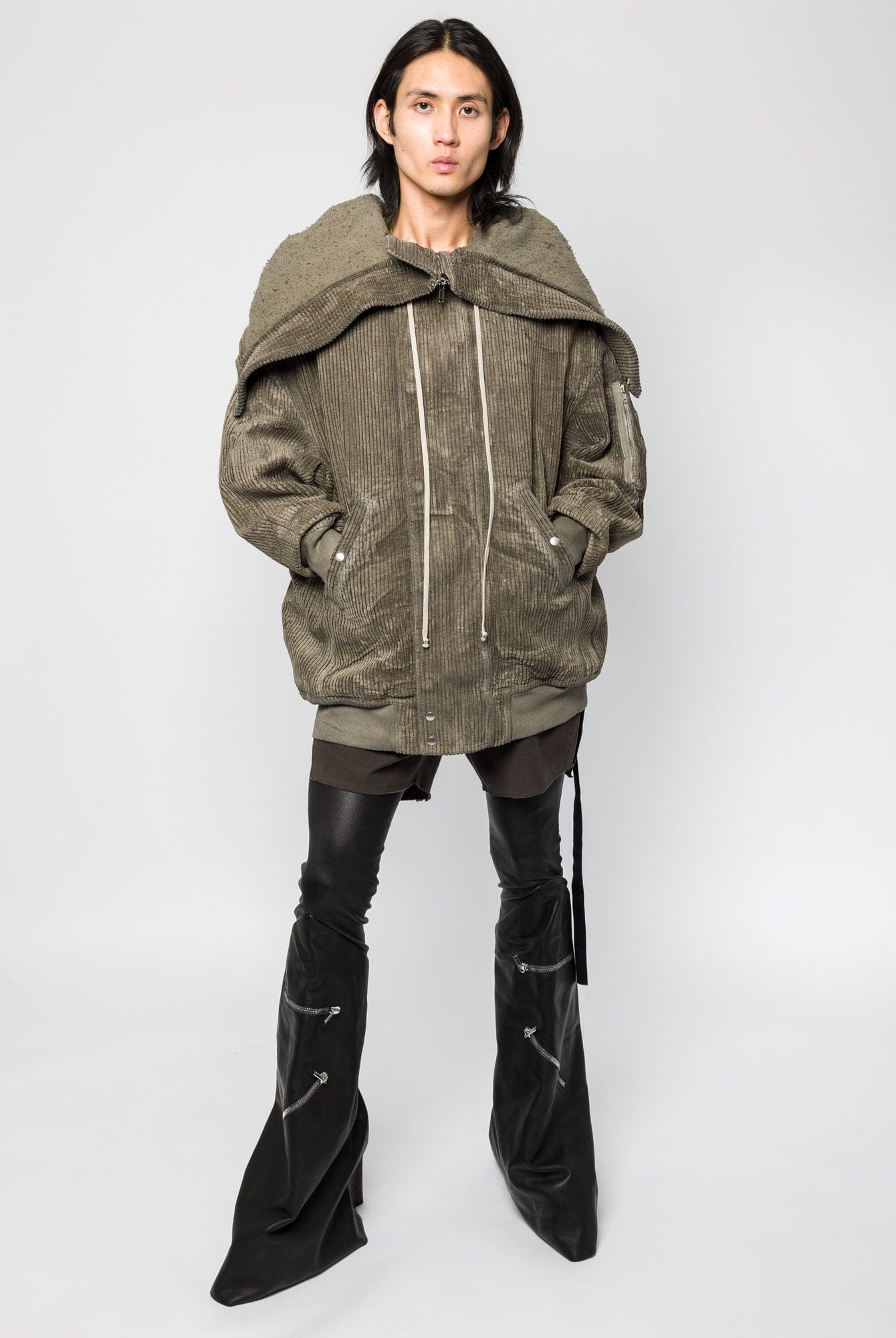 Rick Owens DRKSHDW Hooded Long Bomber in Dust – Antidote Fashion