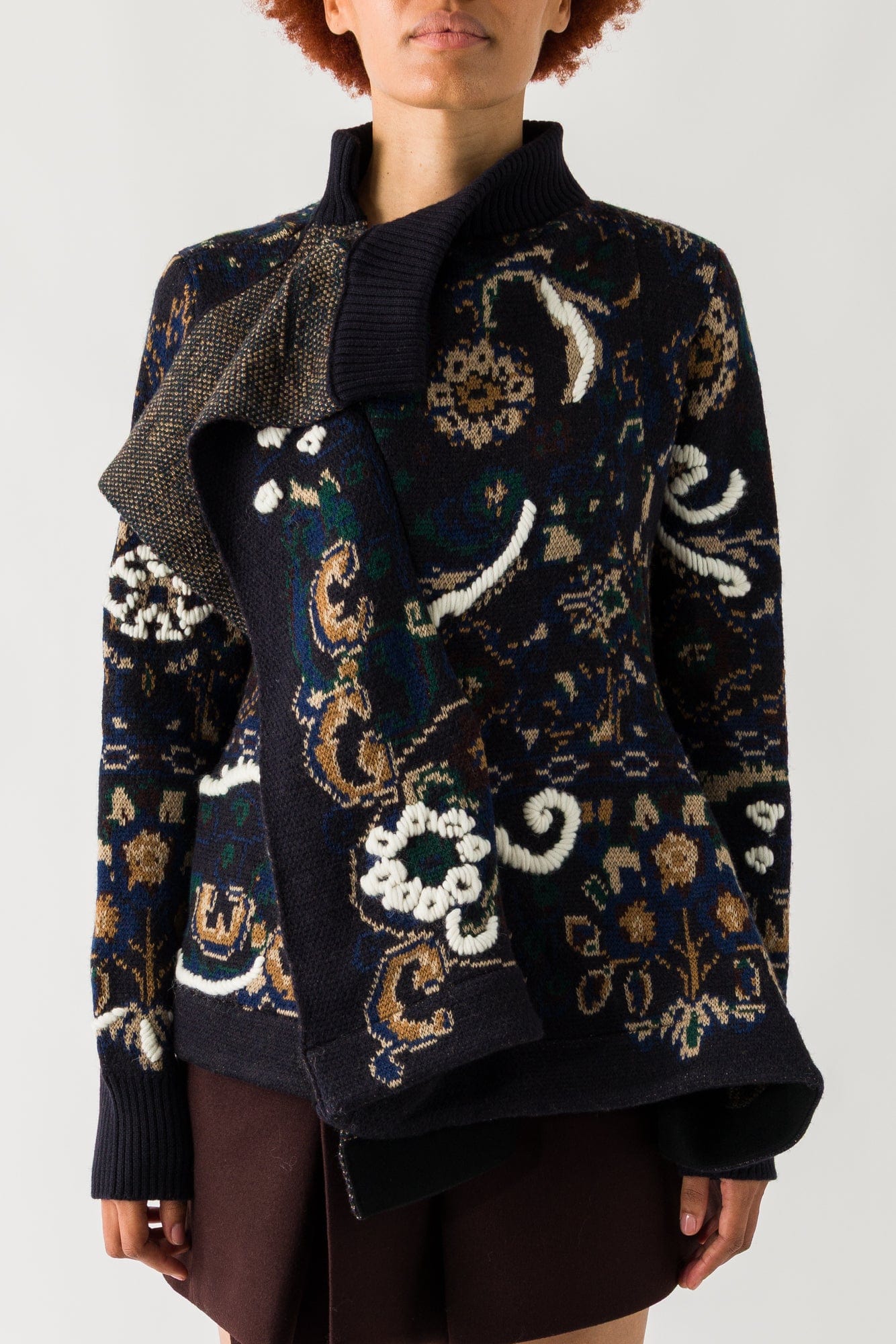Sacai Floral Jacquard Knit Blouson In Navy – Antidote Fashion and