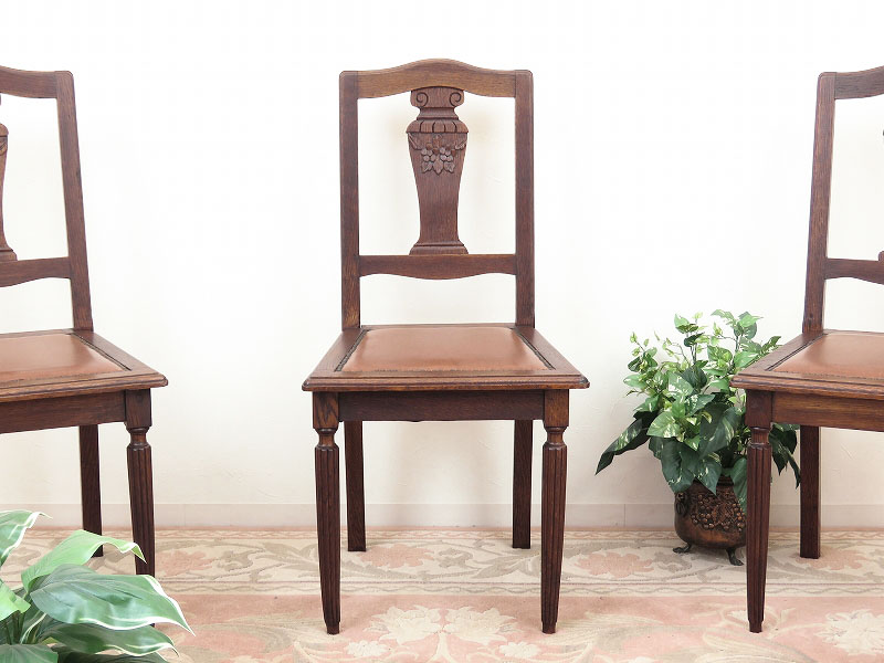 英国アンティーク木製キッチンチェア/ダイニングイス椅子/飾り棚(91