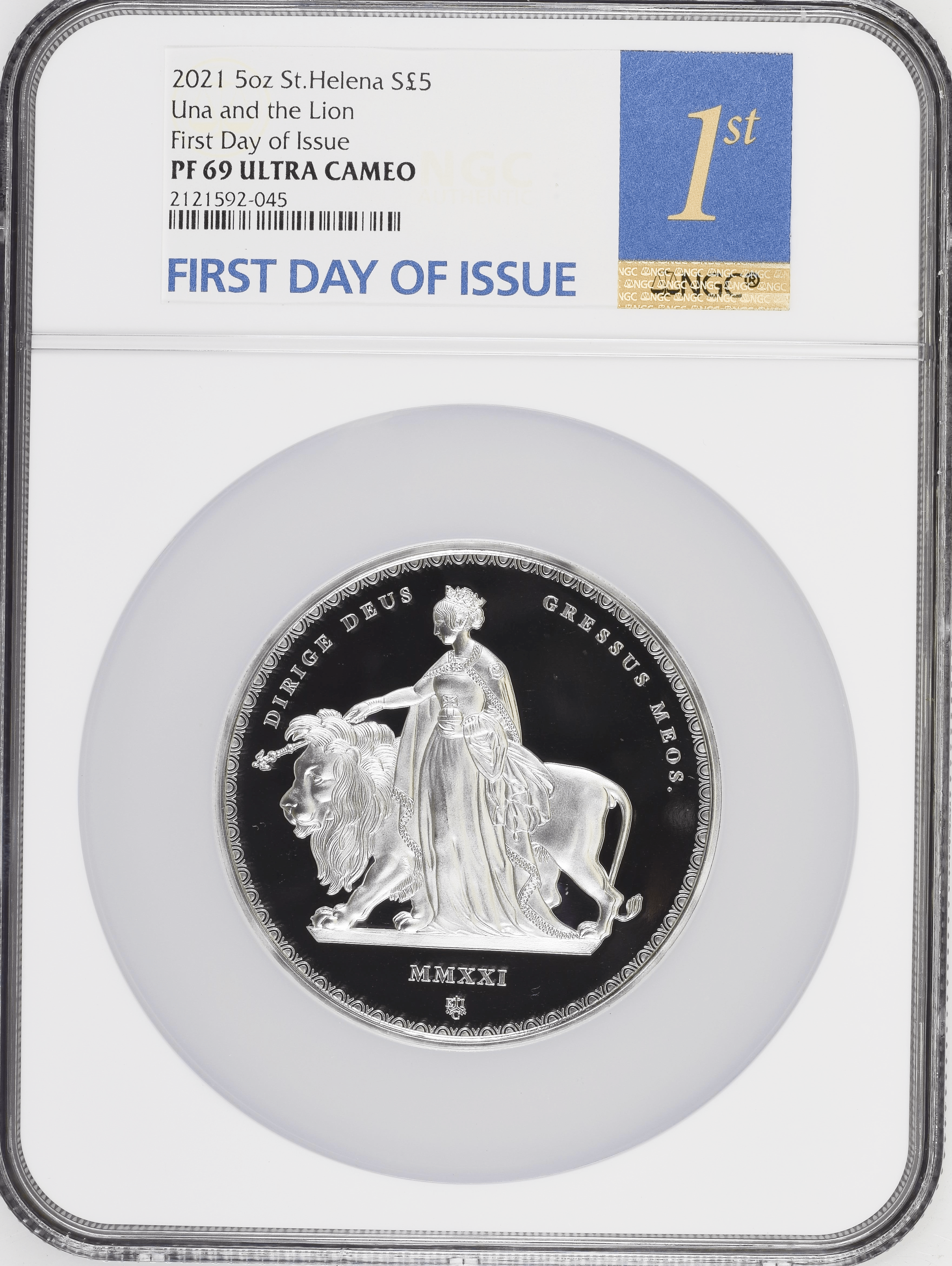 2021年 セントヘレナ エリザベス2世 ウナとライオン 5ポンド 5オンス