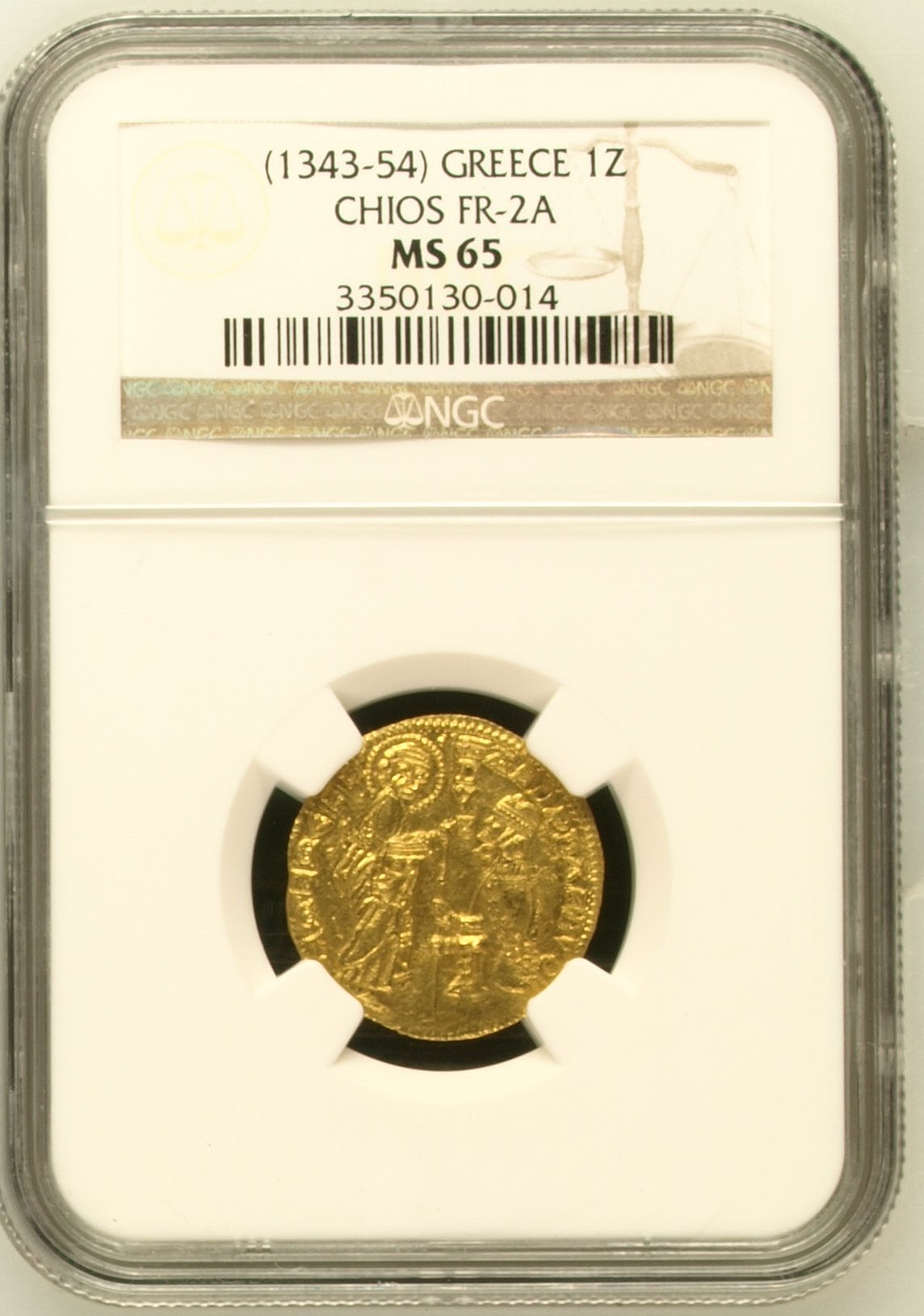 1343-54年 ギリシャ 1ゼッキーノ金貨 NGC MS65 | 港区虎ノ門の
