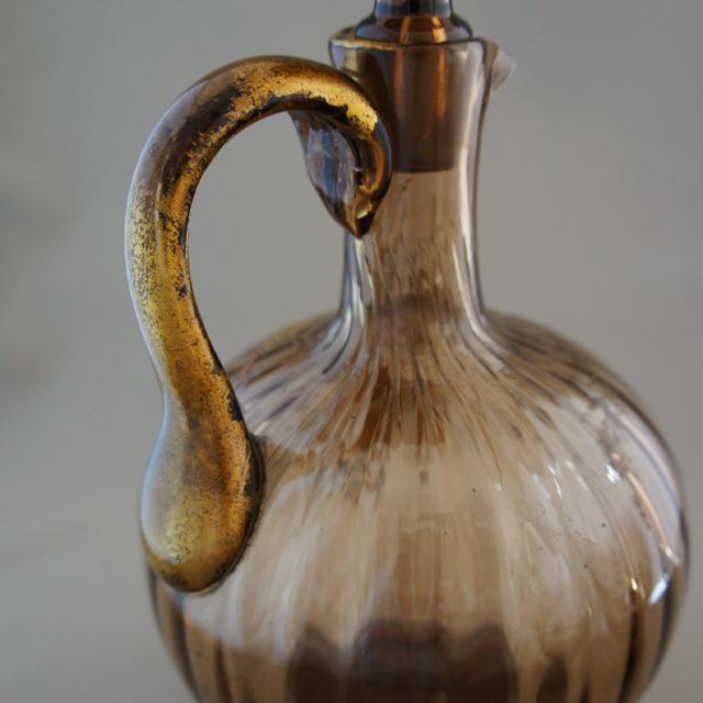 フランス「金彩エナメル花装飾 デカンタ＆グラスセット