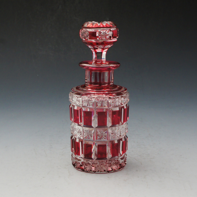 オールドバカラ「金赤被せガラス 香水瓶」《アンティックかとう》