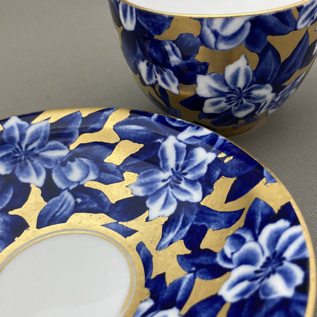 コールポート「Coalport窯 染付金彩 デミタスセット」《アンティック