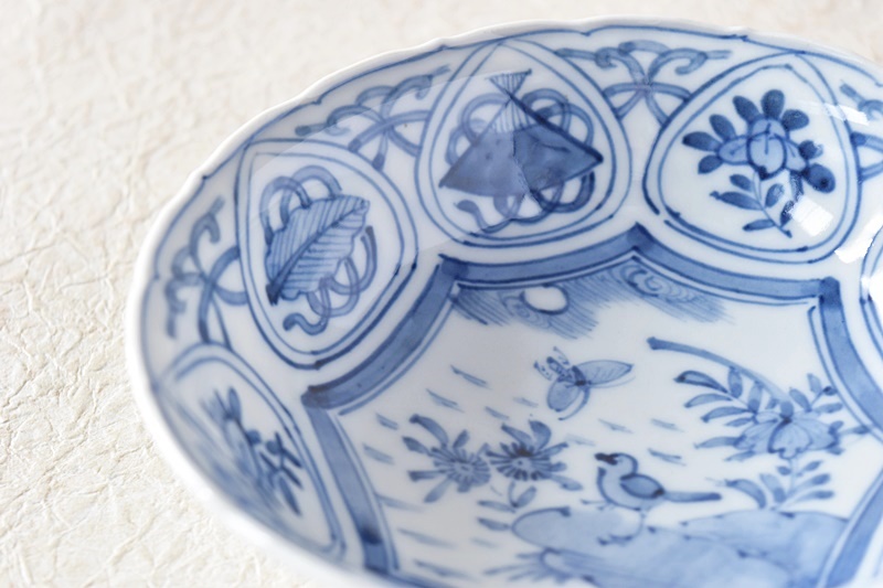 平戸焼 染付 芙蓉手 小鉢 - 生活骨董と古布のアンティークショップ
