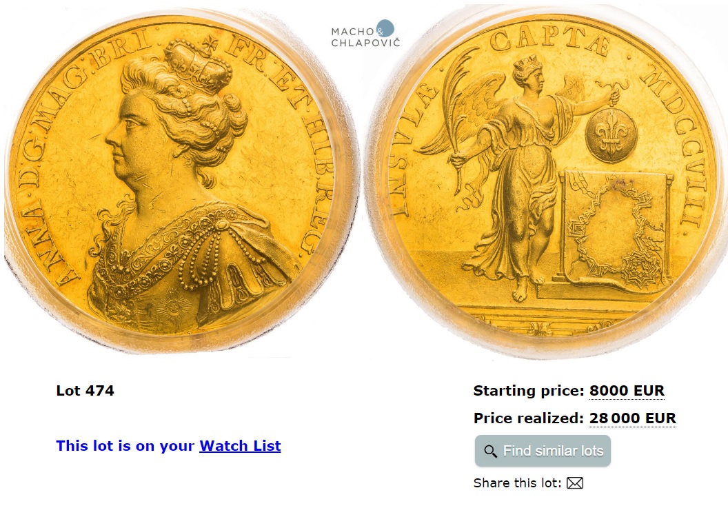 単独最高鑑定】1708年 アン女王 大型シルバーメダル SP64