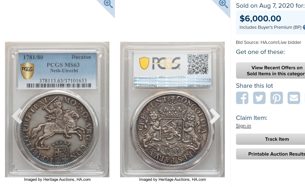 大型銀貨】オランダ馬上の騎士シルバーライダー1デュカトーン銀貨