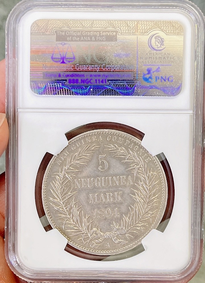 銀貨と言えばこれ！】ドイツ領ニューギニア 1894年 極楽鳥 5マルク銀貨