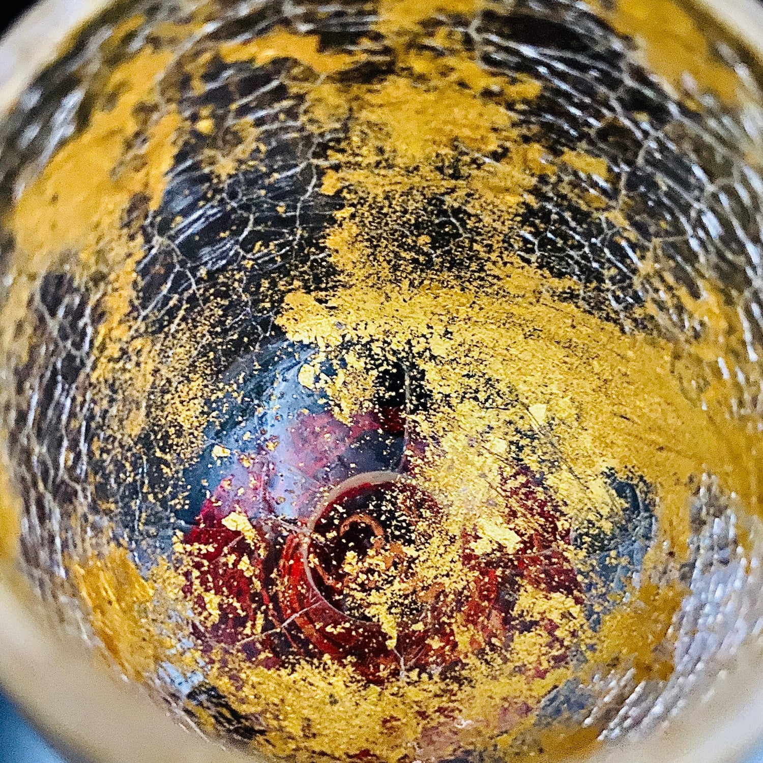 坂田 甚内（Jin）作 手吹き硝子 赤金彩 金箔 金彩 玻璃盃深甚紋グラス