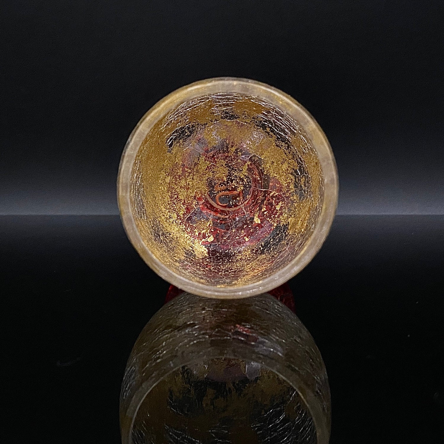 坂田 甚内（Jin）作 手吹き硝子 赤金彩 金箔 金彩 玻璃盃深甚紋グラス