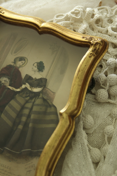 アンティークファッションプレート フランス 額装 アンティーク