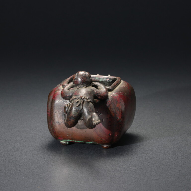 本間琢斎作 斑紫銅童子付筆洗 - 古好屋