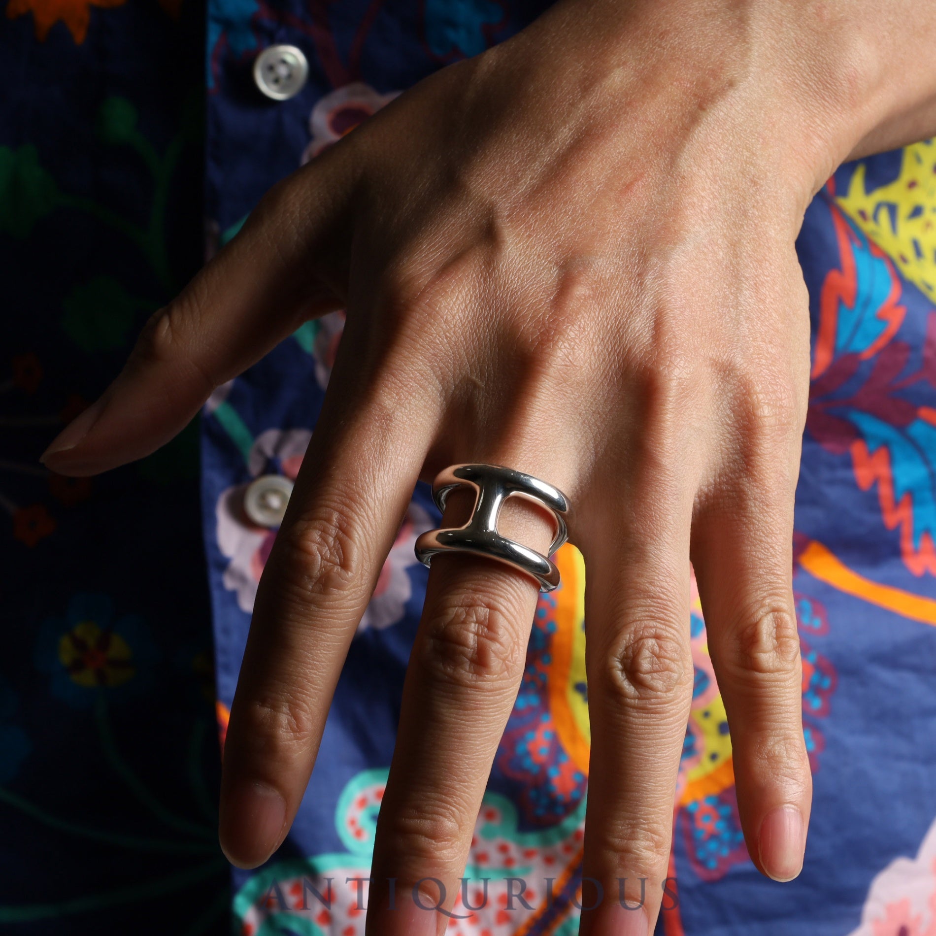 エルメス リング オスモズ GM スターリングシルバー #57 約17号 保証書