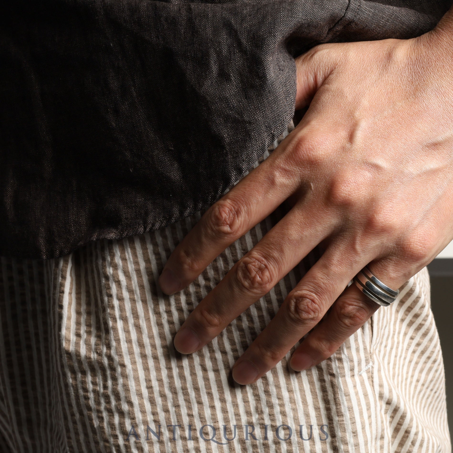 ティファニー リング グルーブド ダブルライン スターリングシルバー