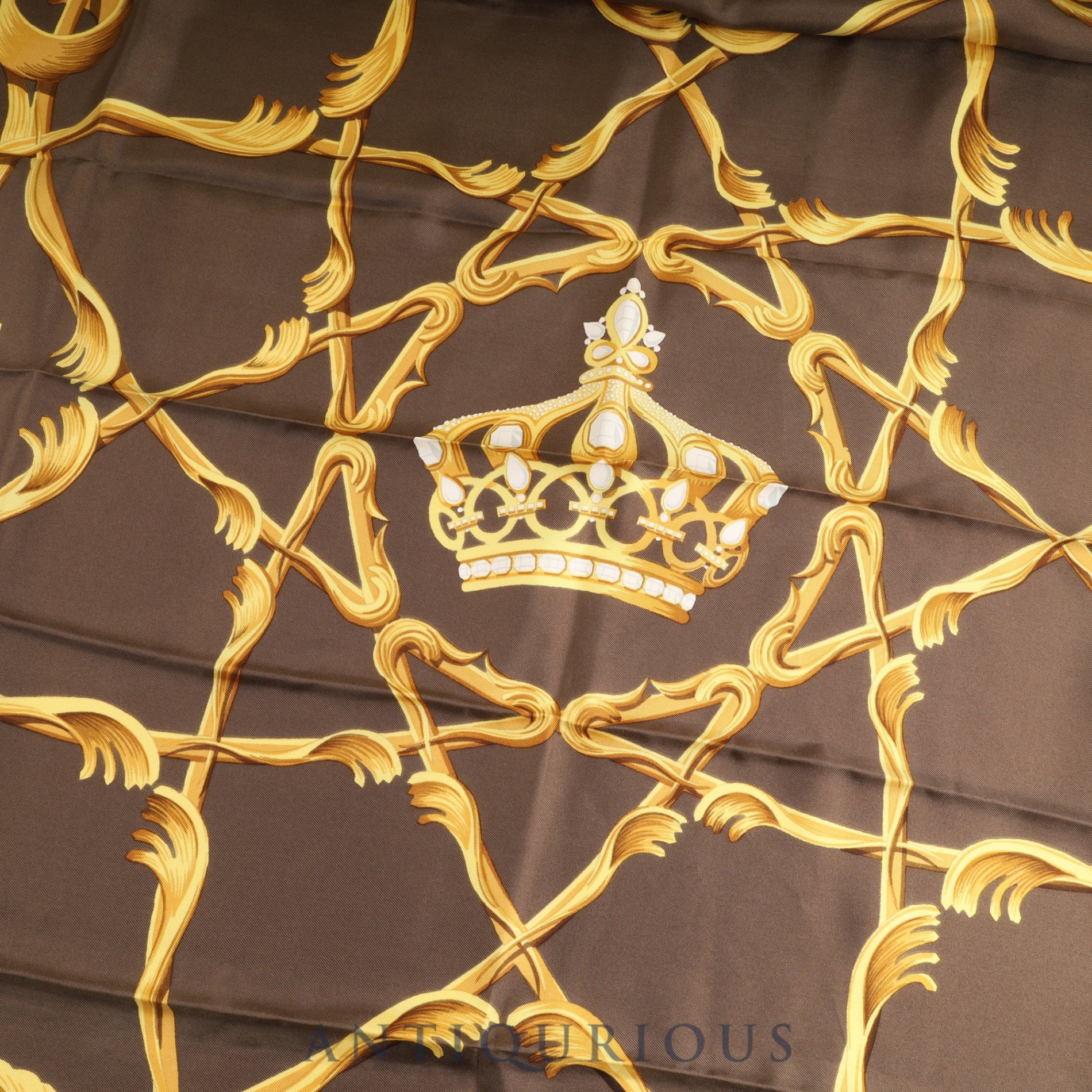 エルメス スカーフ カレ90 王冠柄 ブラウン SILK100% | 東京銀座の