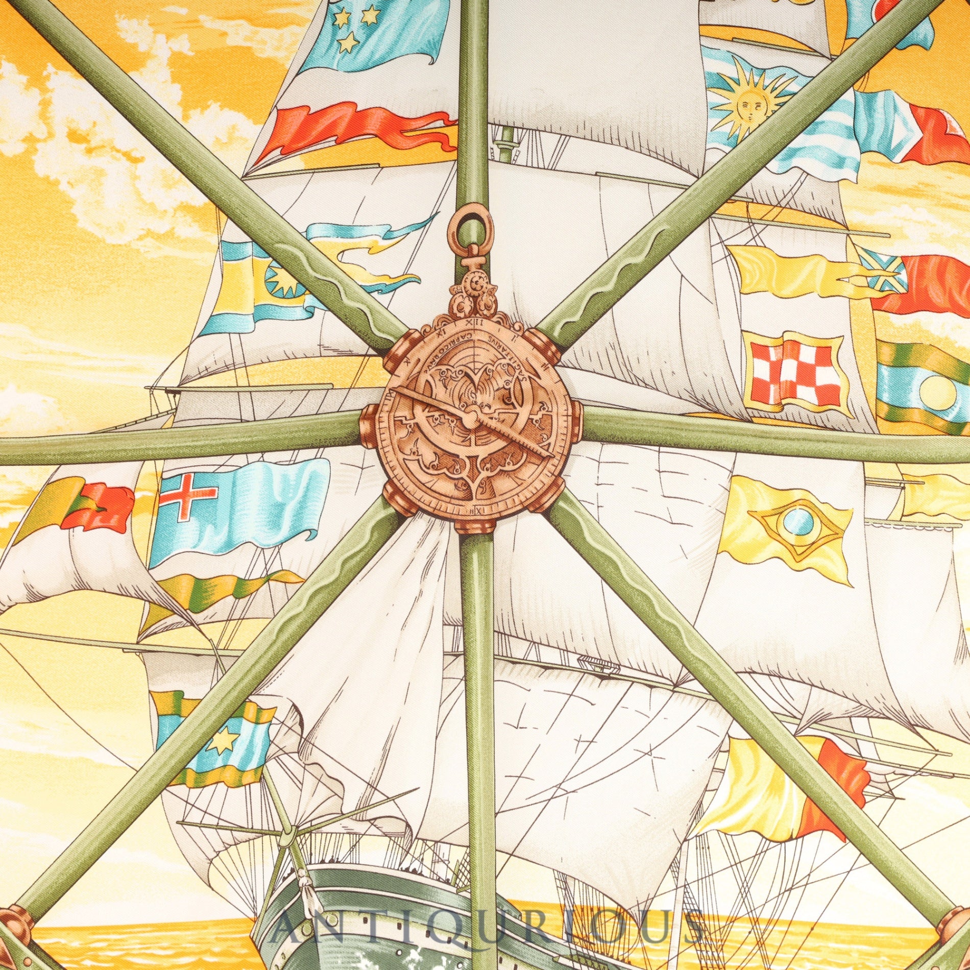 エルメス スカーフ カレ90 VIVE LE VENT 風よ吹け 箱（変色） SILK100