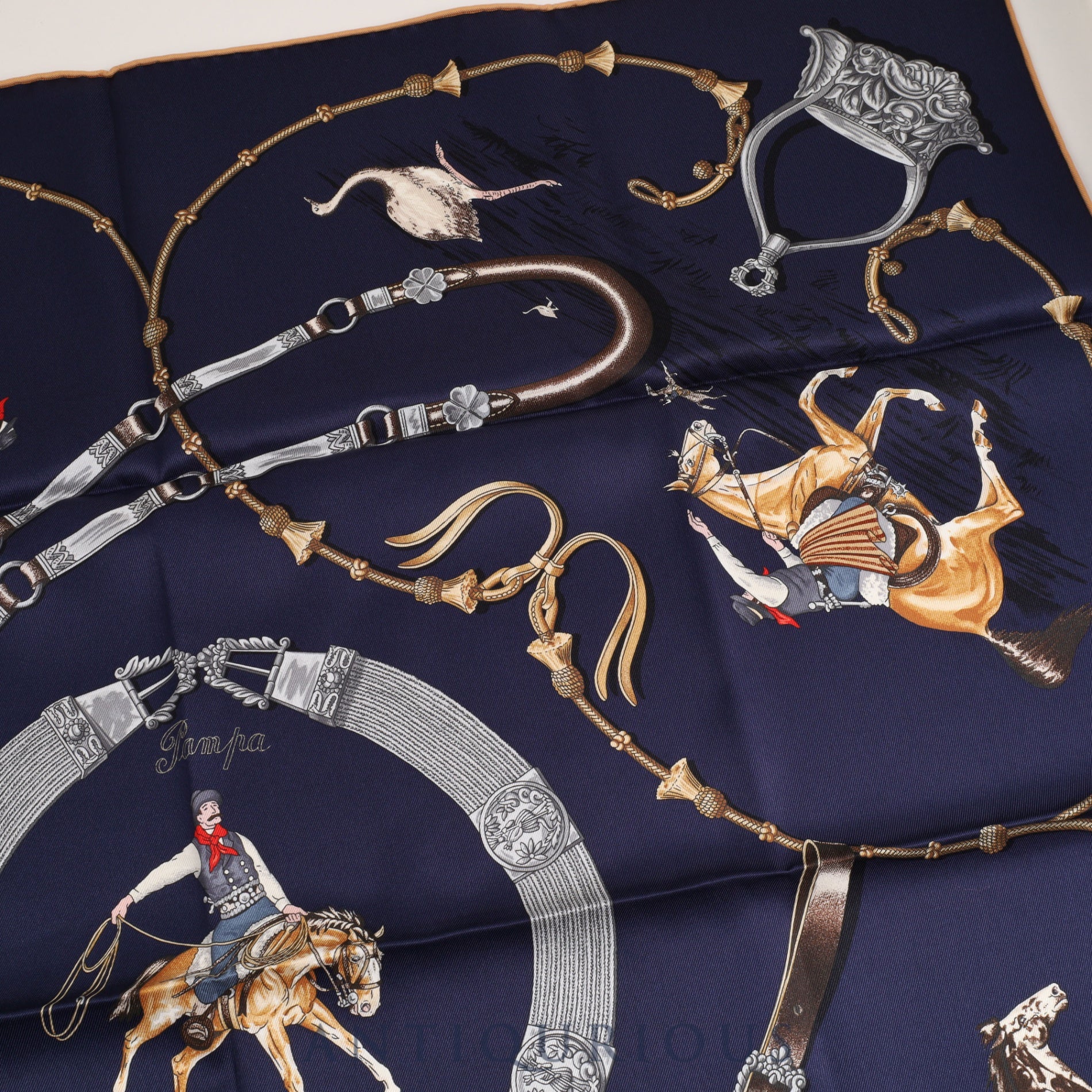 エルメス スカーフ カレ70 PAMPA 大草原 ネイビー 箱 SILK100％ | 東京