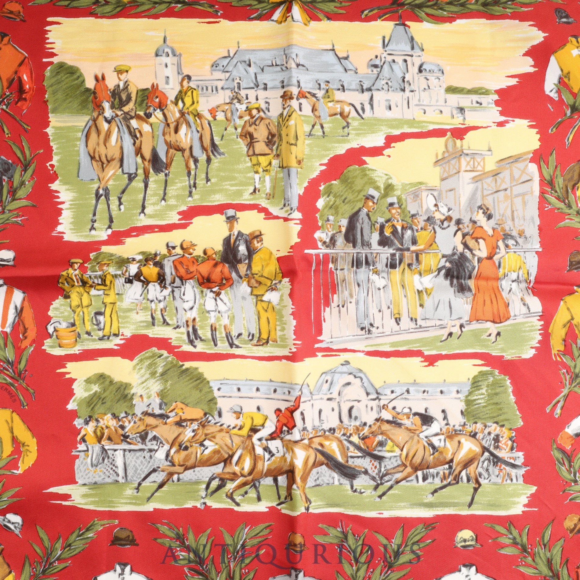 エルメス スカーフ CARRES45 カレ45 CHANTILLY シャンティ 競馬場