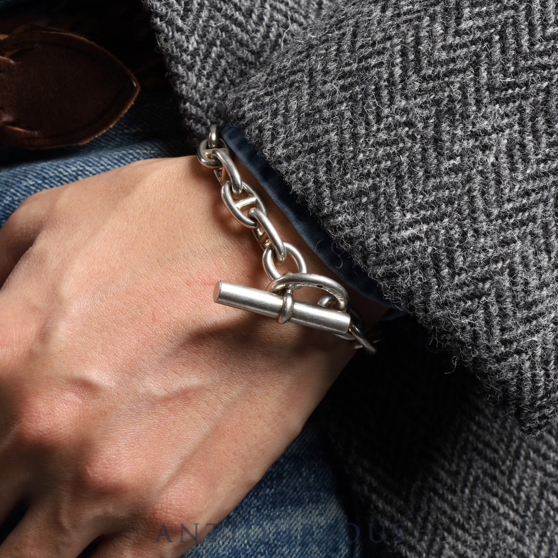 エルメス ブレスレット シェーヌダンクル MM 16コマ SV925 筆記体