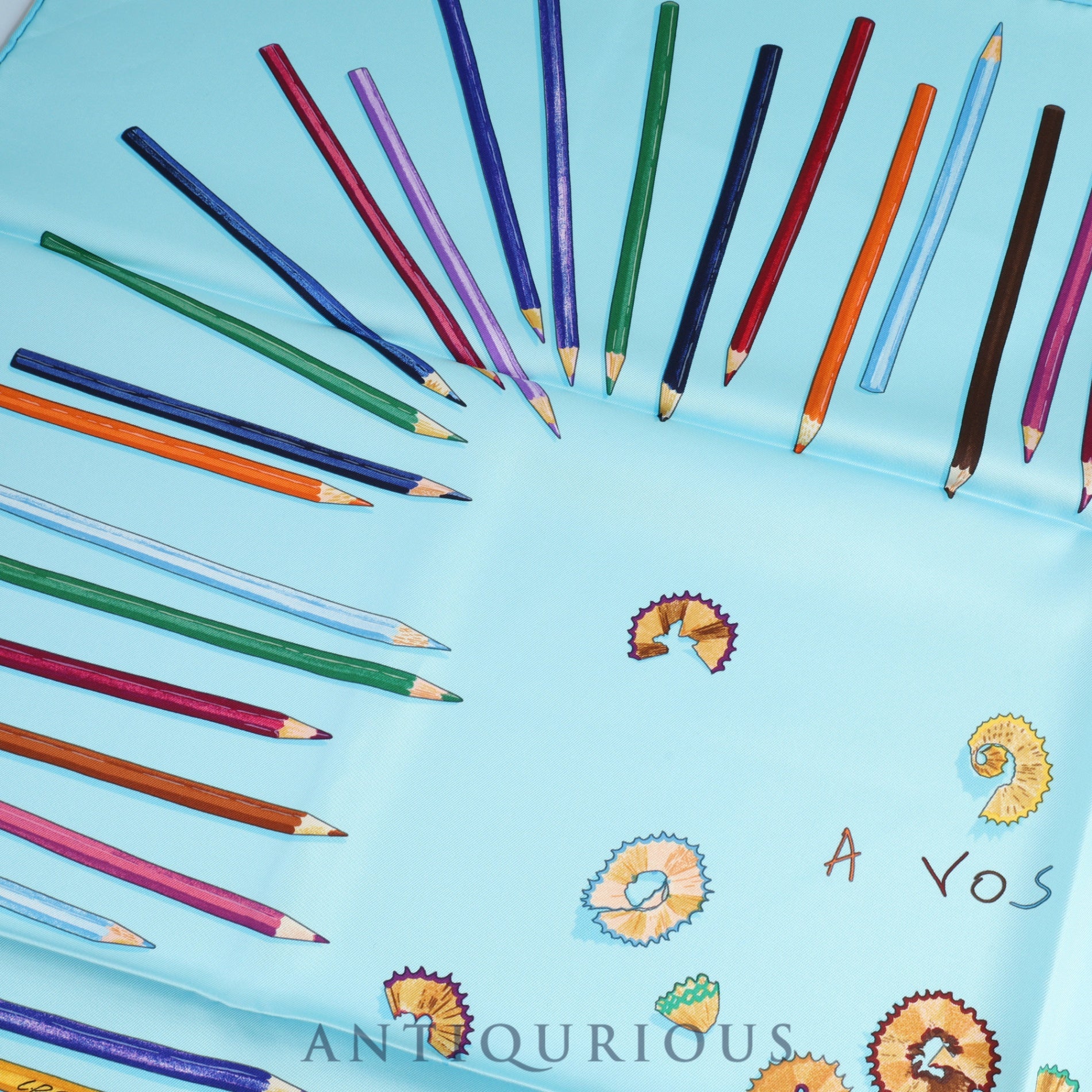 エルメス スカーフ カレ90 A VOS CRAYONS さあ色鉛筆を出して SILK100