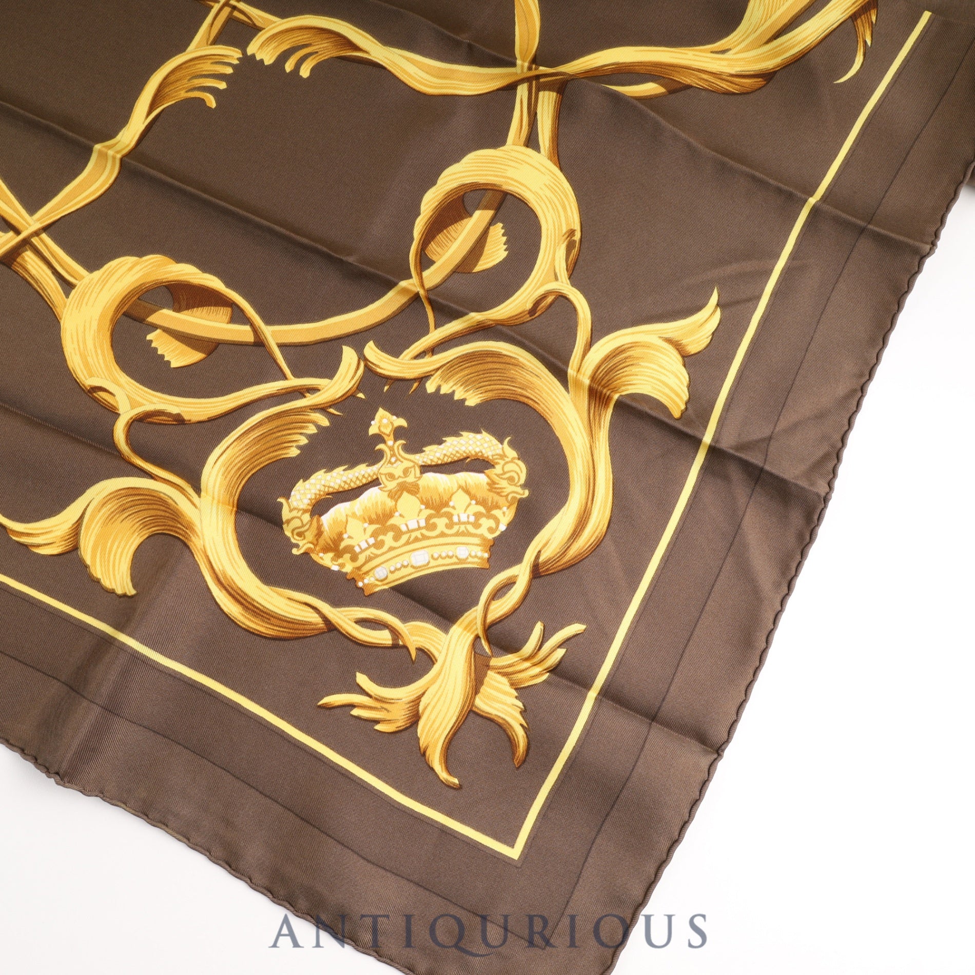 エルメス スカーフ カレ90 王冠柄 ブラウン SILK100% | 東京銀座の